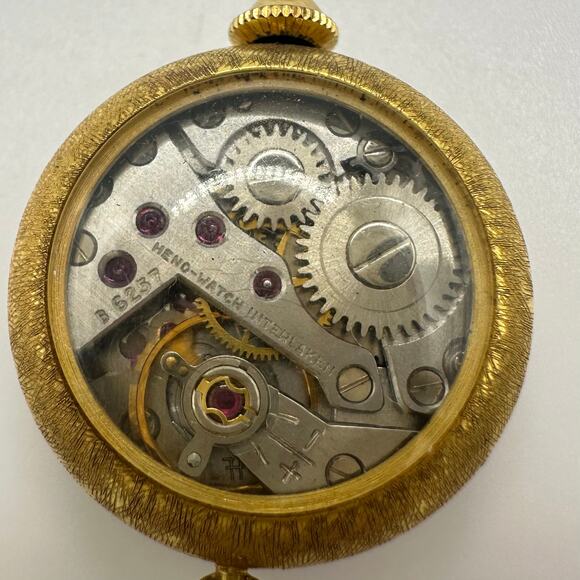 Heno vintage Swiss 17j manual watch pendant on antique rolled gold 30” chain - Picture 5 of 11